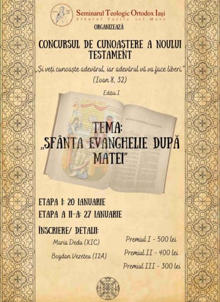 Concurs organizat de Seminarul Iași